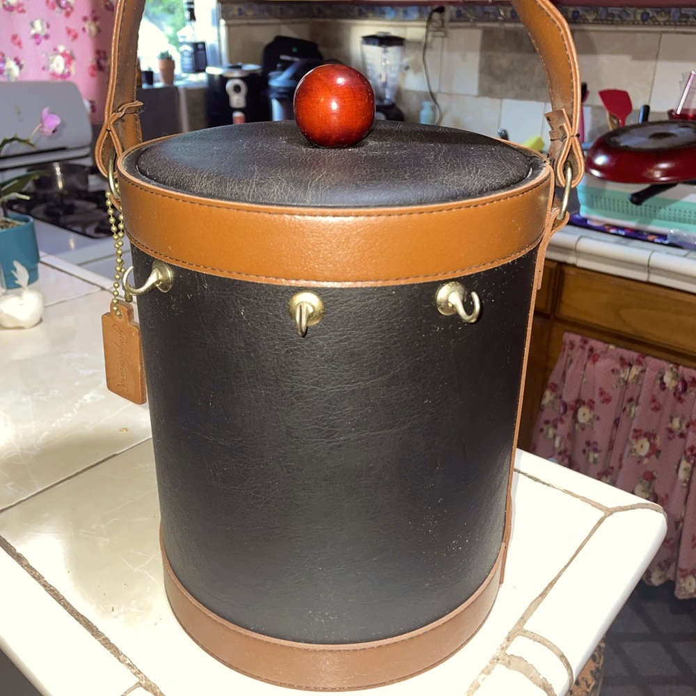 Georges Briard Vintage leather Ice Bucket with tags